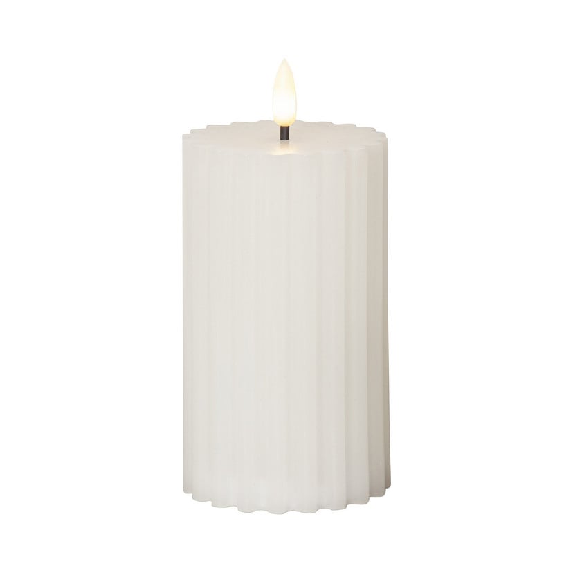 lampenwelt LED-Kerze Flamme Stripe weiß 15 cm Echtwachs Batteriebetrieb Räumungsverkauf