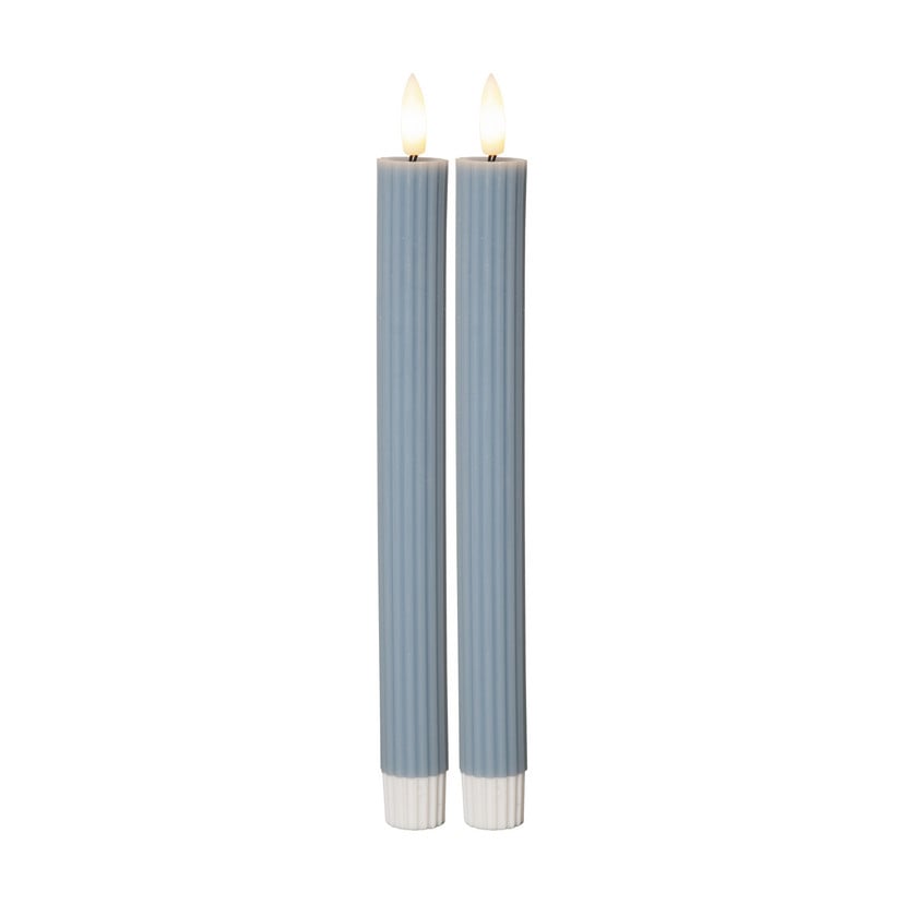 lampenwelt LED-Kerze Flamme Stripe blau 25 cm Wachs Batterie 2er-Set Wochenangebot