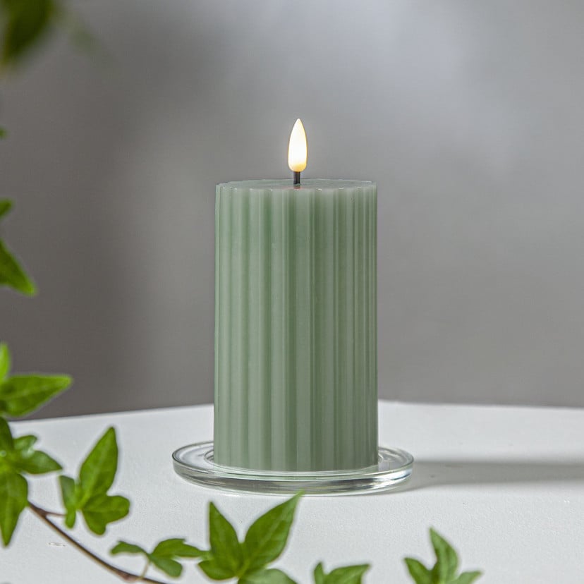 lampenwelt LED-Kerze Flamme Stripe grün 15 cm Echtwachs Batteriebetrieb Letzte 2 Tage