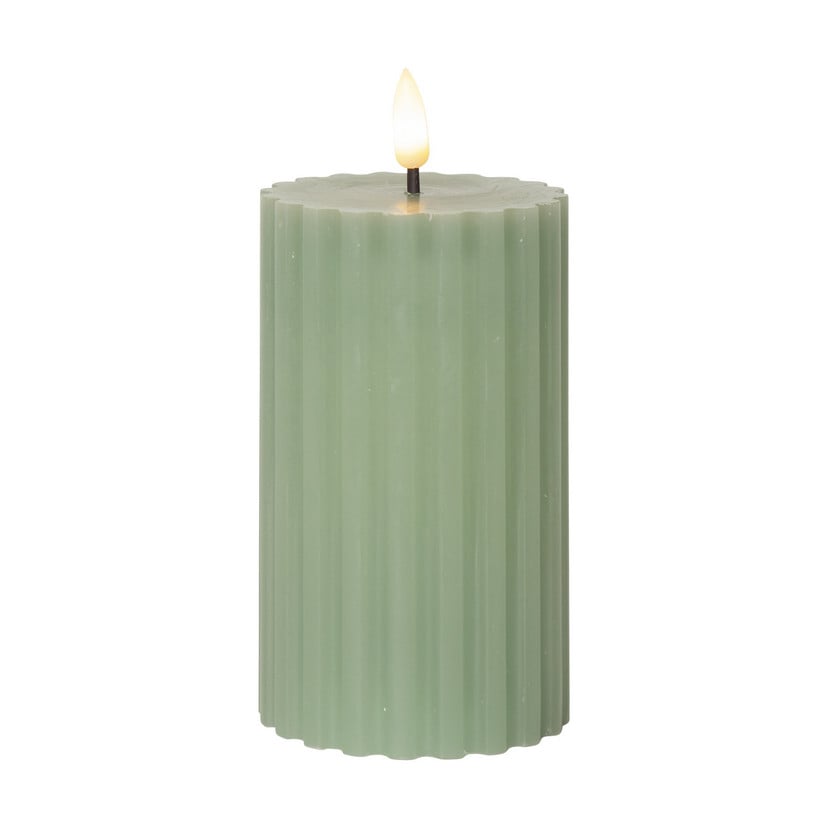 lampenwelt LED-Kerze Flamme Stripe grün 15 cm Echtwachs Batteriebetrieb Letzte 2 Tage