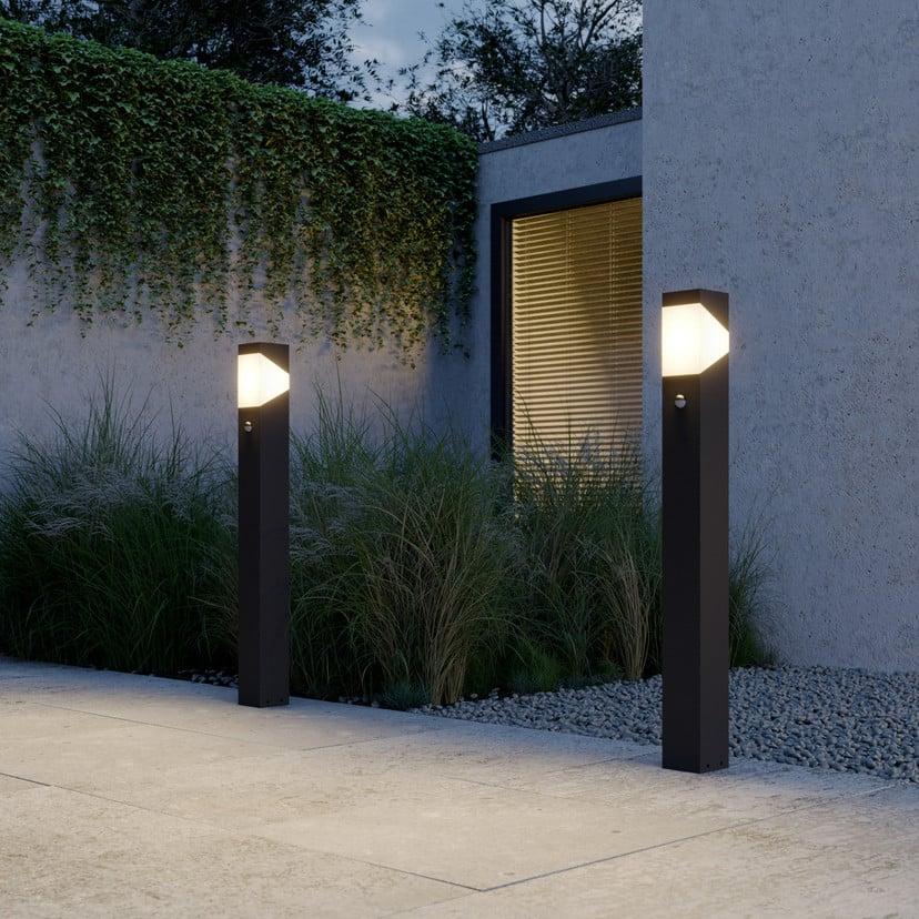 lampenwelt Lucande Wegeleuchte Kiran 100 cm Sensor grau IP44 E27 Kostenloser Versand