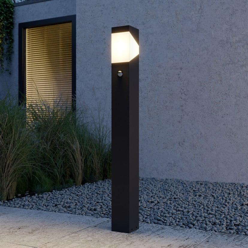 lampenwelt Lucande Wegeleuchte Kiran 100 cm Sensor grau IP44 E27 Kostenloser Versand
