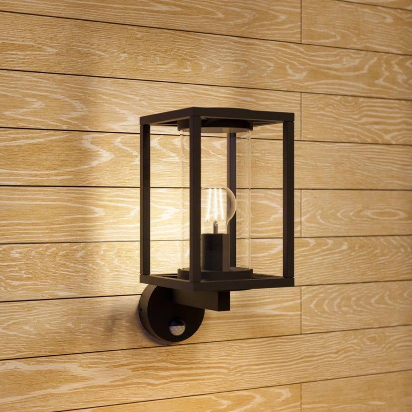 lampenwelt Lucande Außenwandlampe Ferda Sensor stehend grau E27