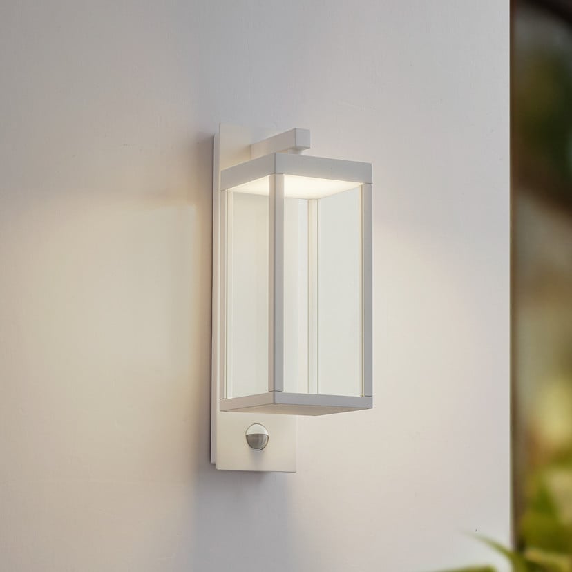 lampenwelt Lucande LED-Außenwandlampe Ferdinand weiß Sensor 38 cm Versandkostenfrei