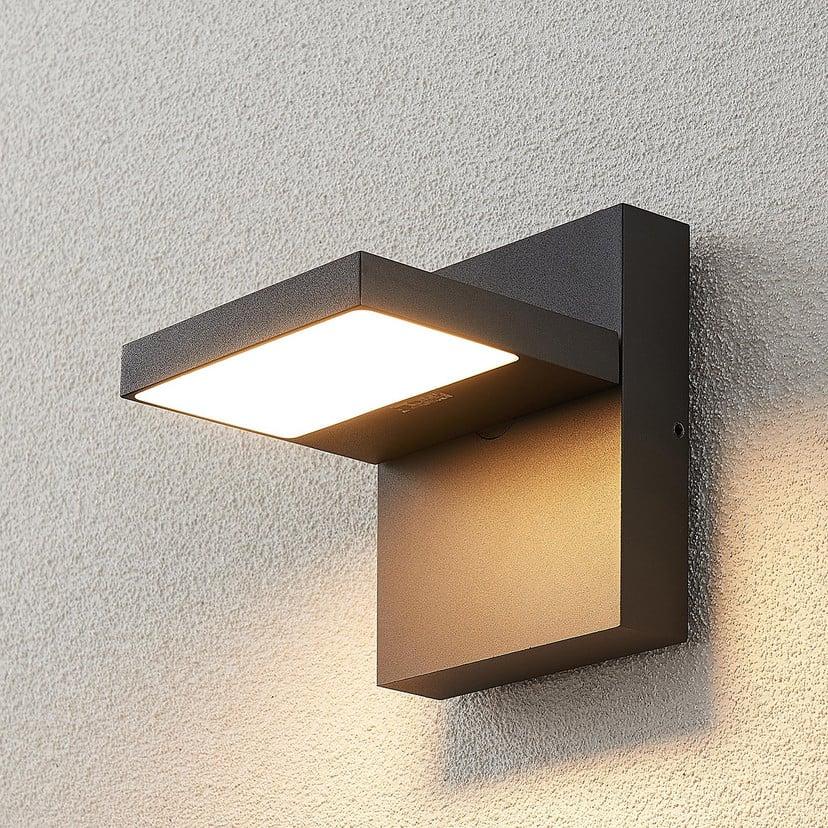 lampenwelt Lucande LED-Außenwandlampe Silvan grafitgrau IP65 14 cm Online Shopping