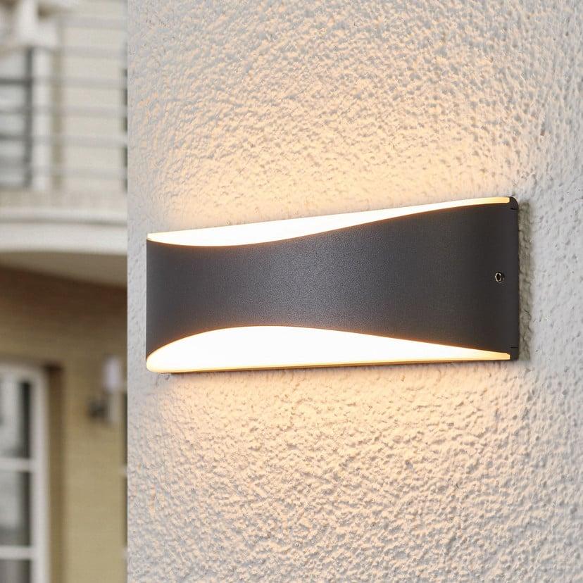 lampenwelt Lucande LED-Außenwandleuchte Akira anthrazit Metall 23cm Cyber Monday