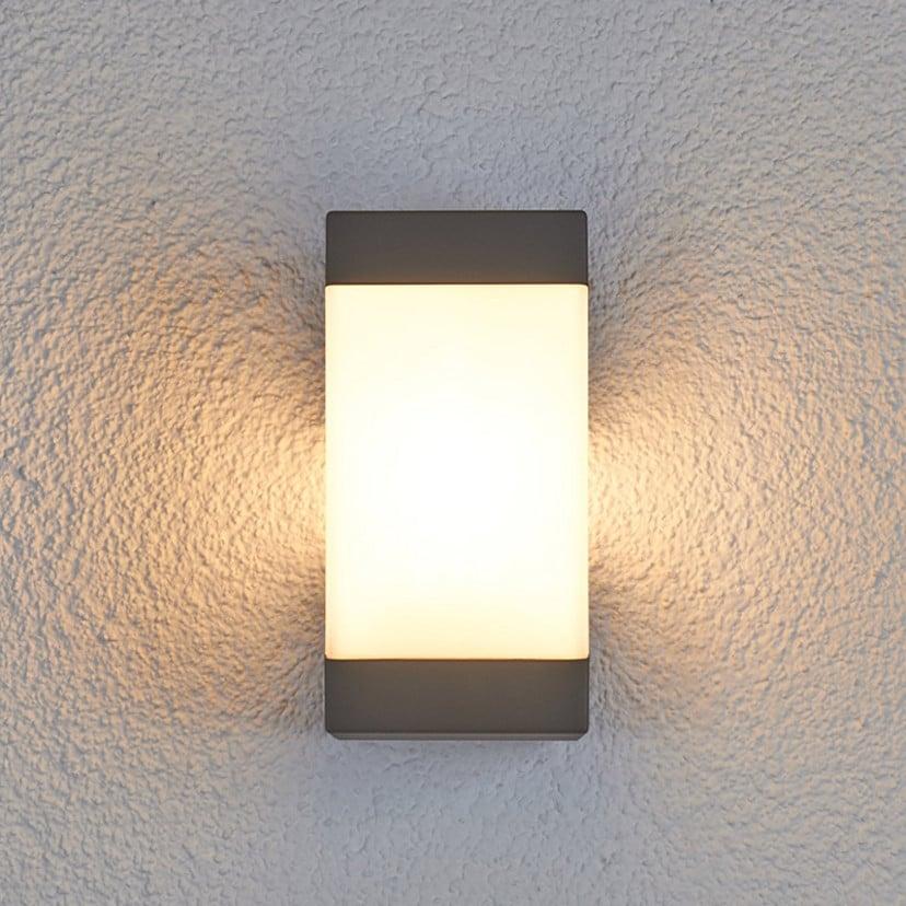 lampenwelt Lucande Außenwandleuchte Kiran grau Metall IP44 E27 Zeitlich begrenztes Angebot