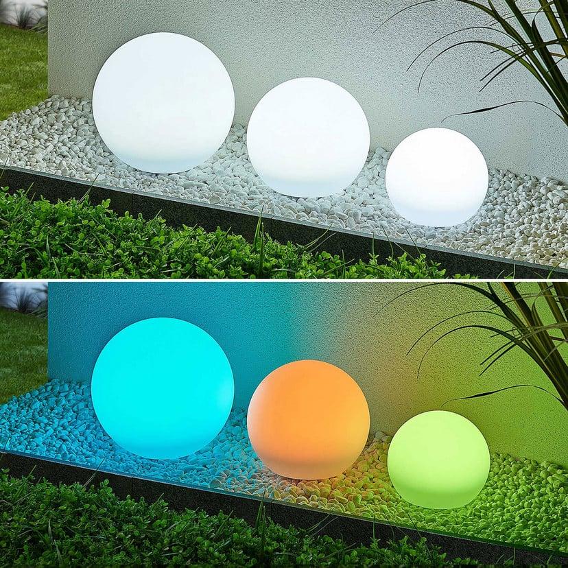 lampenwelt Lindby LED-Solarlampen Lago RGBW 3er-Set Kugeln Erdspieß Exklusive Angebote