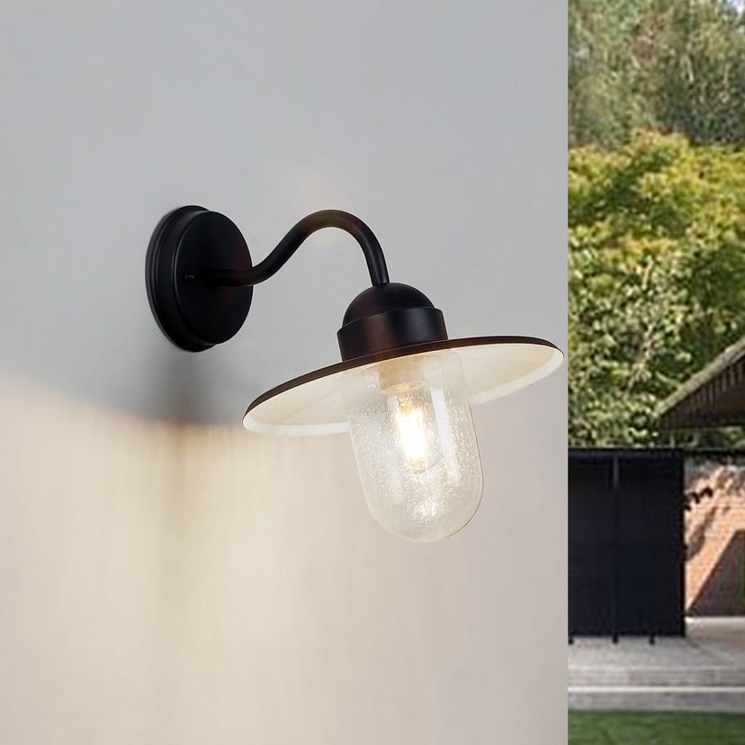 lampenwelt Lindby Außenwandlampe Filip schwarz 30 cm E27 IP44 Blitzangebot