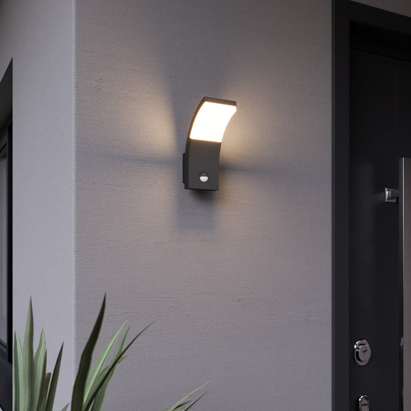lampenwelt Lucande LED-Außenwandleuchte Timm Sensor 20cm grau IP54 Saisonale Angebote