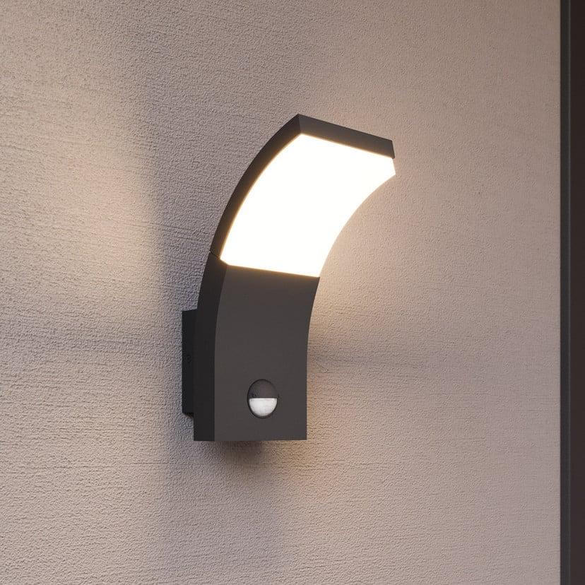 lampenwelt Lucande LED-Außenwandleuchte Timm Sensor 20cm grau IP54 Saisonale Angebote