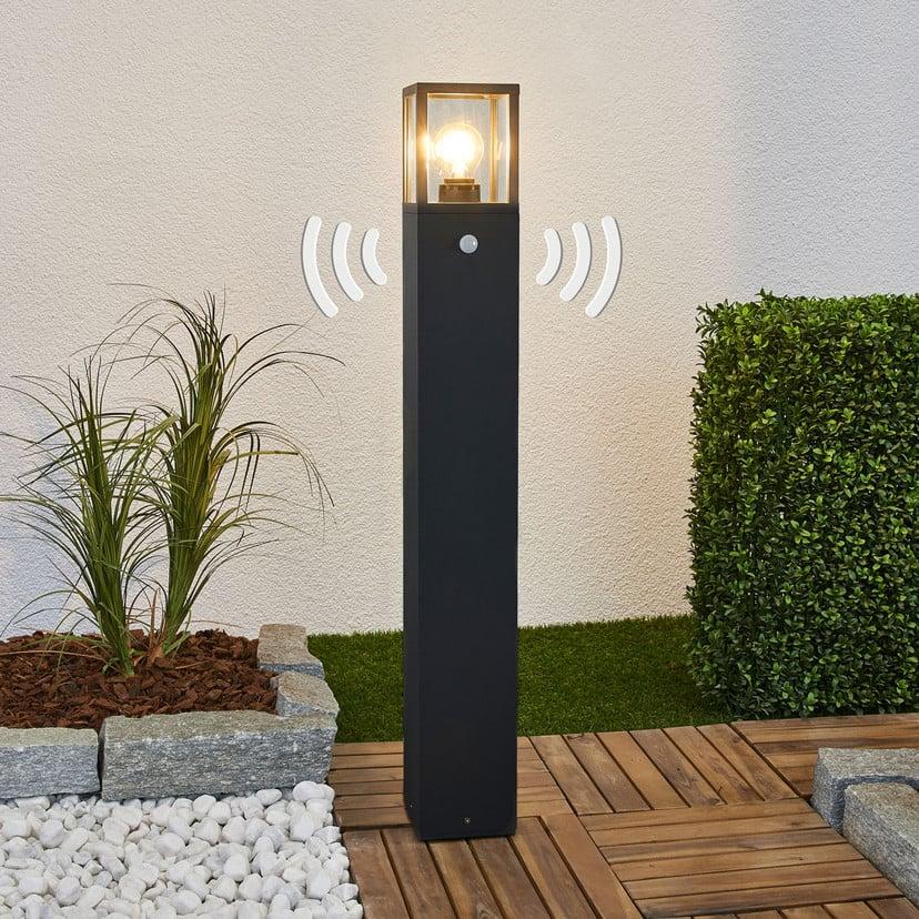 lampenwelt Lucande Wegeleuchte Klemens 90 cm Sensor grafitgrau E27 Sonderangebote
