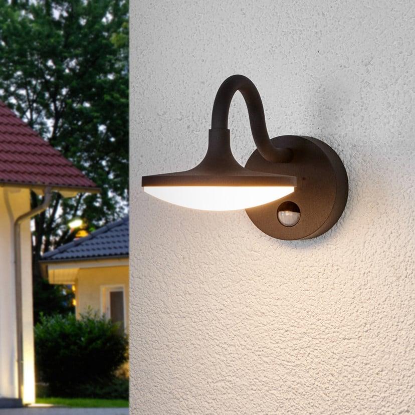lampenwelt Lucande LED-Außenwandlampe Finny Bewegungsmelder IP54 Super Sparpreis