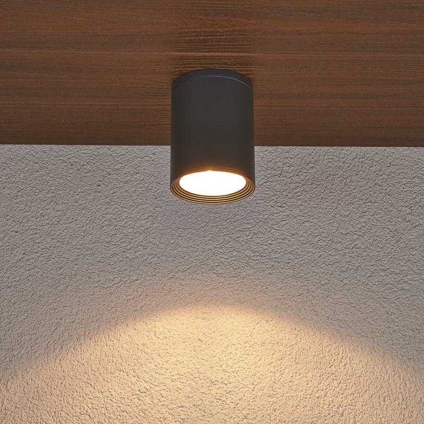 lampenwelt Lucande Außendeckenstrahler Minna graphit 14 cm IP54 E27 Kostenlose Rückgabe