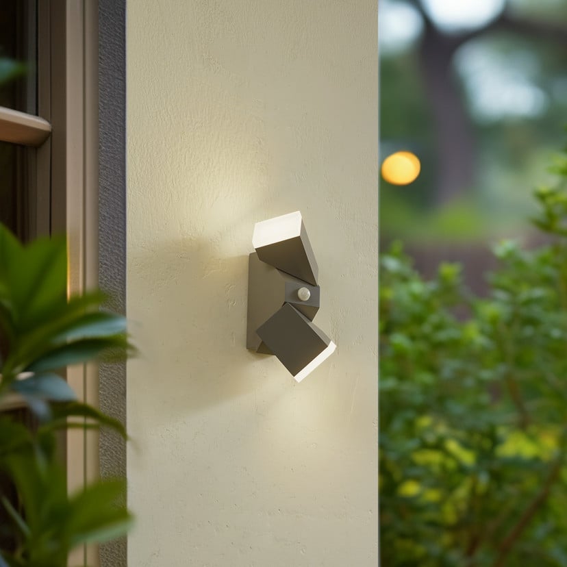 lampenwelt Lindby LED-Wandleuchte Sally 22 cm grau IP54 Sensor Zeitbegrenzte Promotion