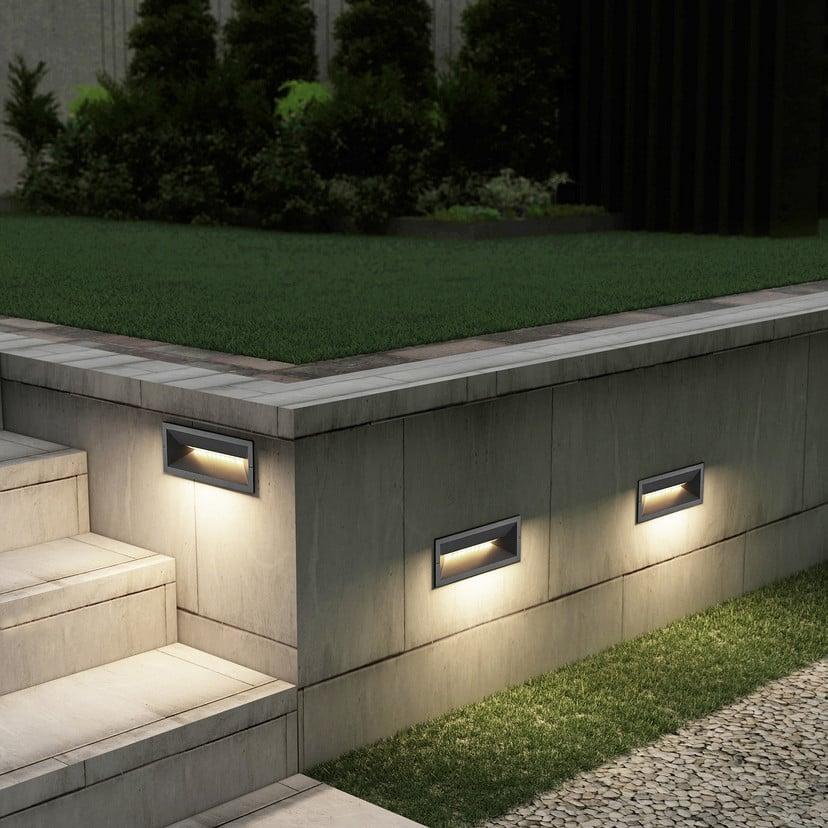 lampenwelt Lucande LED-Wandeinbauleuchte Jaano anthrazit Alu IP65 Bis zu 50% Rabatt