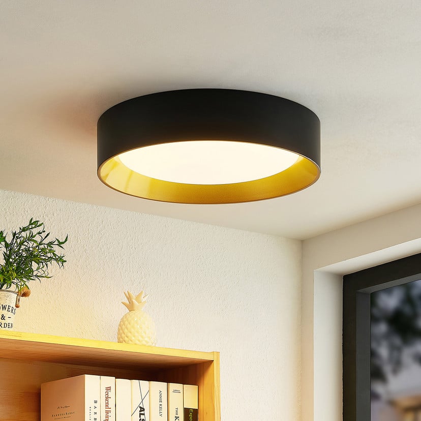 lampenwelt Lindby LED-Deckenleuchte Kambia 45 cm schwarz/gold Metall Super Rabatt