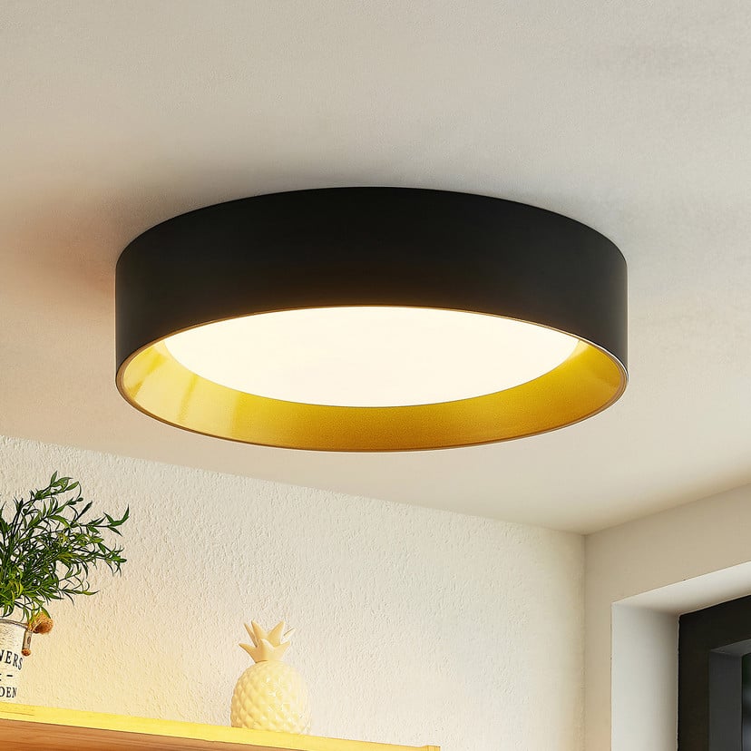 lampenwelt Lindby LED-Deckenleuchte Kambia 45 cm schwarz/gold Metall Super Rabatt