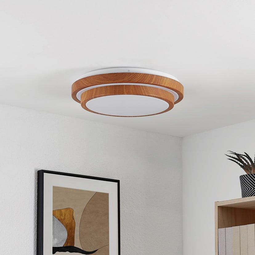lampenwelt Lindby LED-Deckenleuchte Vaako Ø 41 cm Metall Holzoptik Speichern exportieren