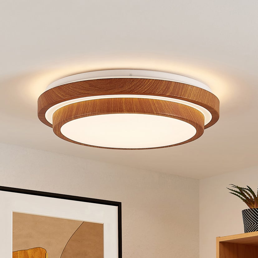 lampenwelt Lindby LED-Deckenleuchte Vaako Ø 41 cm Metall Holzoptik Speichern exportieren