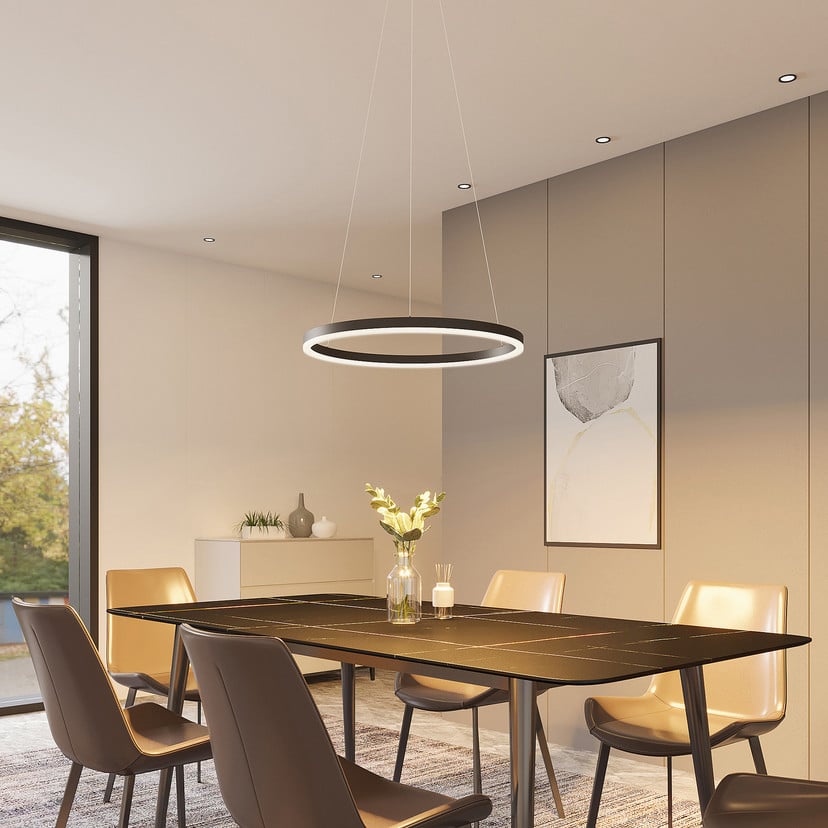 lampenwelt Arcchio LED-Hängeleuchte Albiona schwarz 1 Ring Ø 60 cm 50% Rabatt für begrenzte Zeit