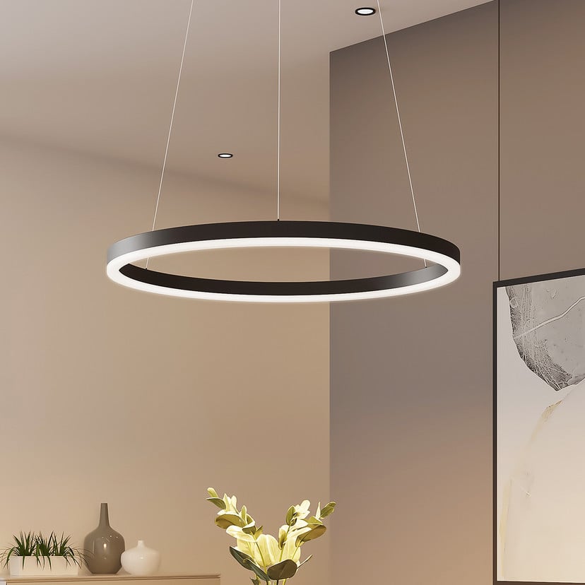 lampenwelt Arcchio LED-Hängeleuchte Albiona schwarz 1 Ring Ø 60 cm 50% Rabatt für begrenzte Zeit