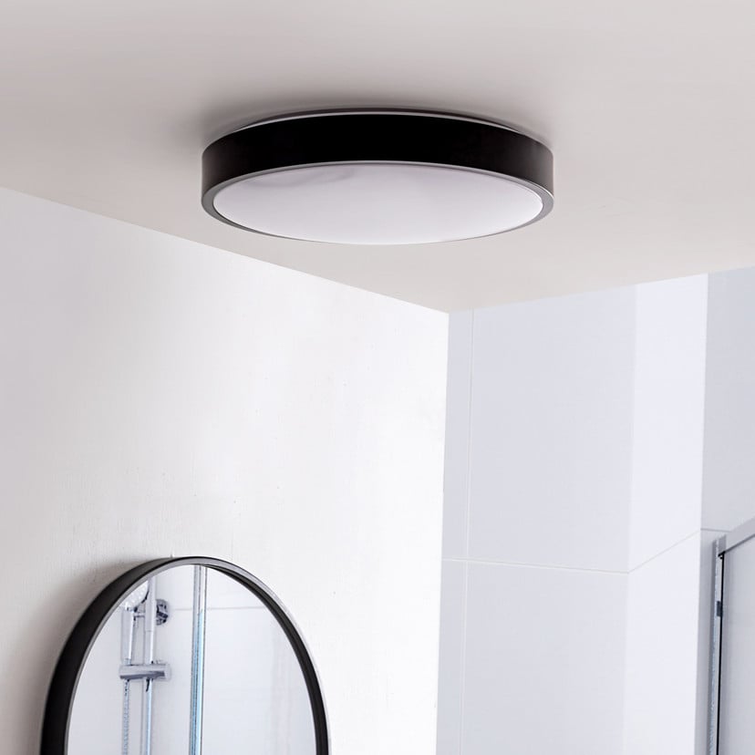 lampenwelt Lindby LED-Deckenlampe Medon Ø 38 cm schwarz IP44 Metall 2025