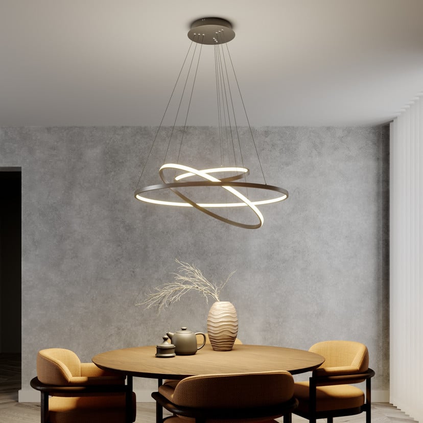 lampenwelt Lucande LED-Pendelleuchte Ezan nickel Metall Ø 80cm Kostenloser Versand
