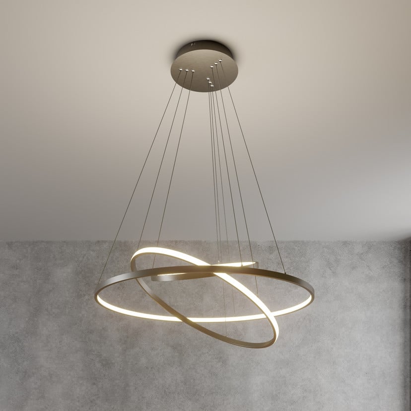 lampenwelt Lucande LED-Pendelleuchte Ezan nickel Metall Ø 80cm Kostenloser Versand