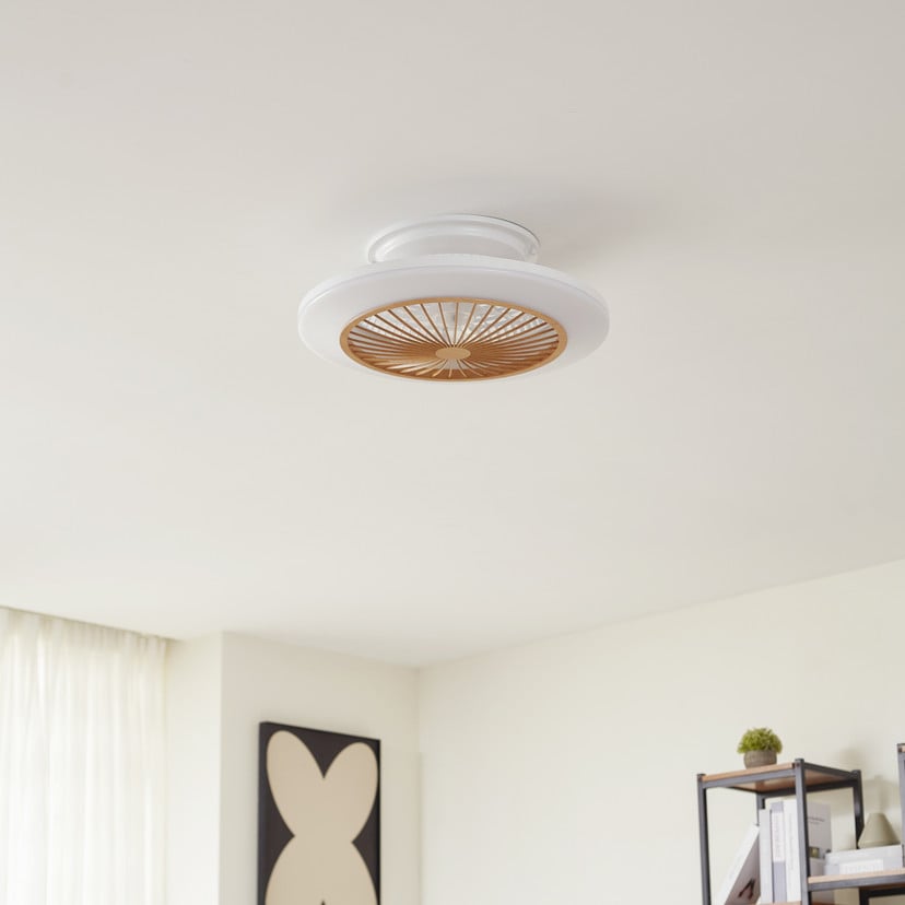 lampenwelt Lindby LED-Deckenventilator Mamuti holzfarben leise 55 cm Fabrikpreis