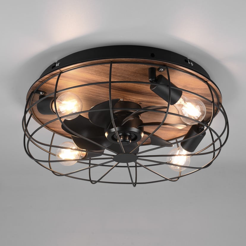 lampenwelt Deckenventilator Trondheim Remote 4xE27 holz Preisnachlass