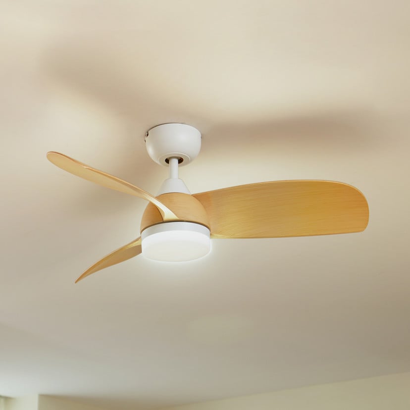 lampenwelt Lindby LED-Deckenventilator Enon weiß/holzfarben DC leise Vatertagsangebot