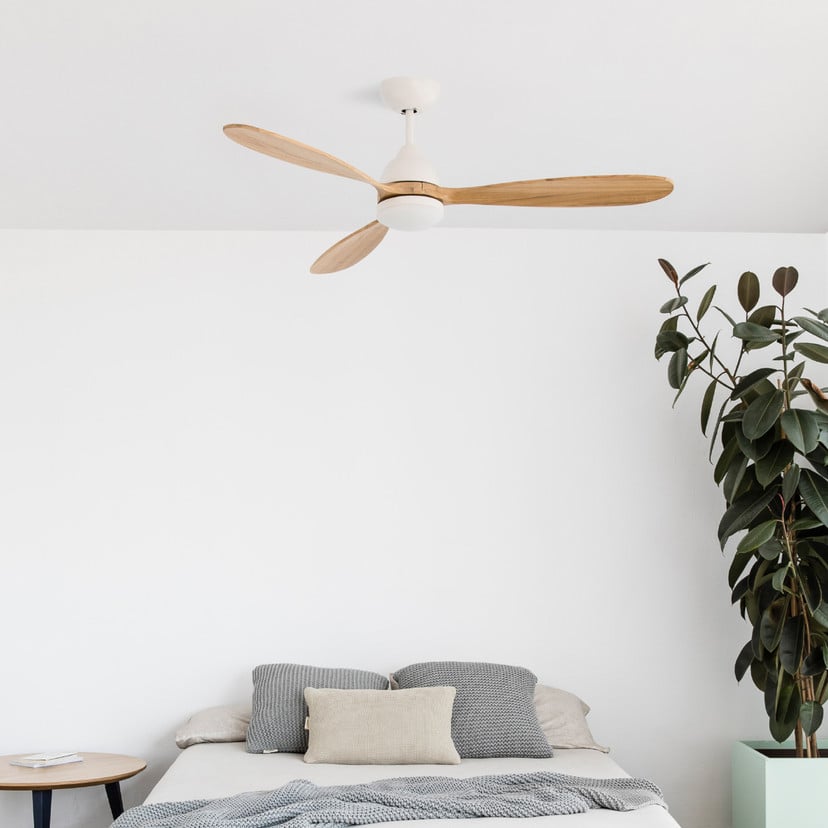 lampenwelt Deckenventilator Poros LED-Leuchte weiß/Holz hell Heißer Verkauf
