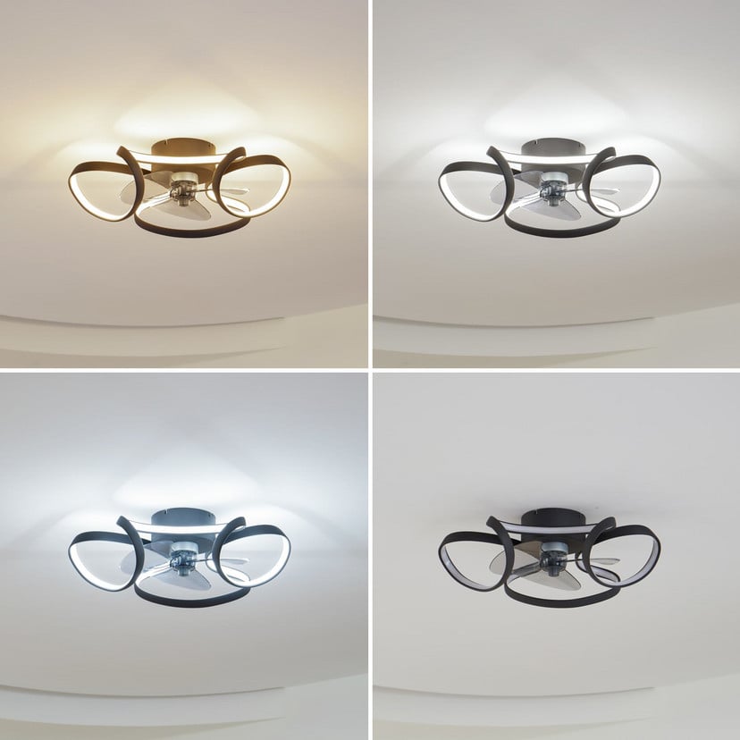 lampenwelt Lindby LED-Deckenventilator Lomata schwarz leise Ø 23 cm Letzte 3 Tage