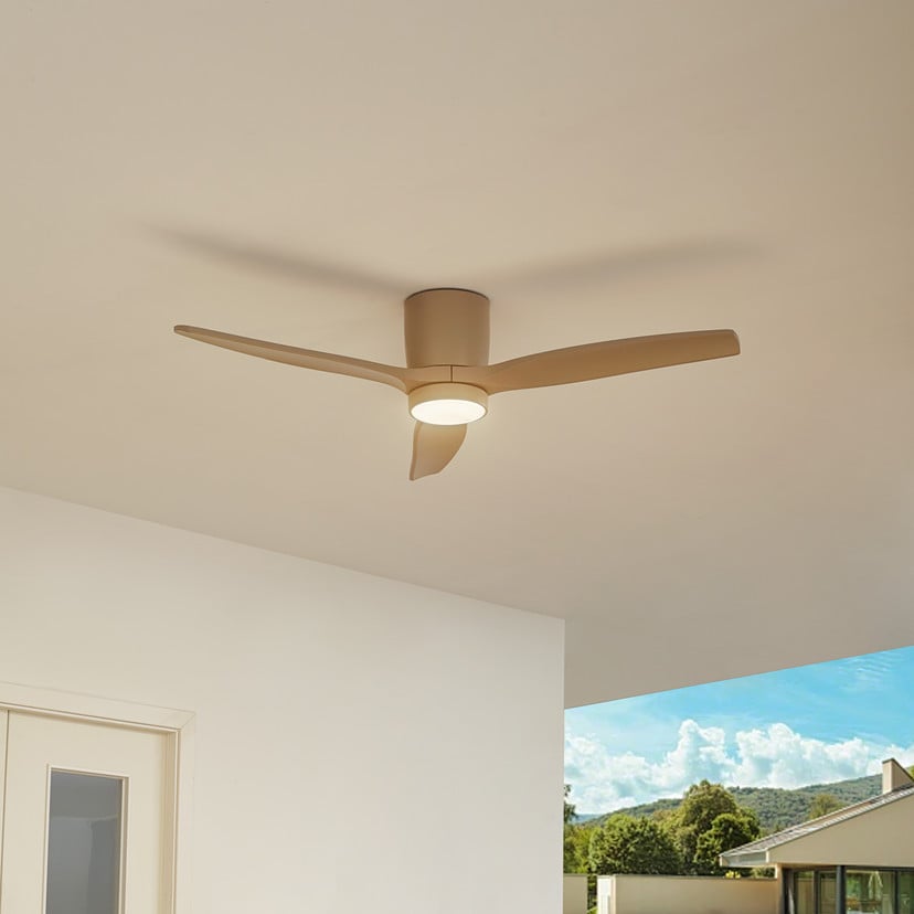 lampenwelt Lucande LED-Außen-Deckenventilator Sorin beige DC leise Sonderangebot der Fabrik
