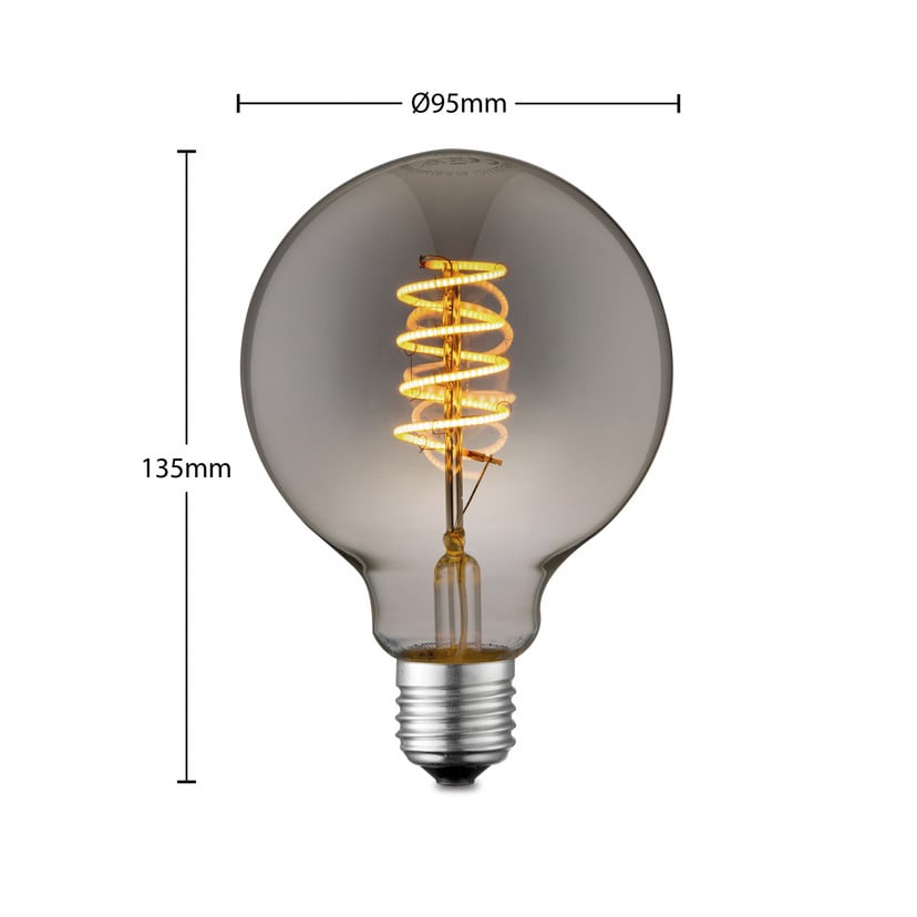 lampenwelt Lucande LED-Lampe E27 G95 4W 1.800K dimmbar smoke 50% Rabatt für begrenzte Zeit