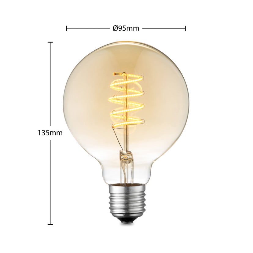 lampenwelt Lucande LED-Lampe E27 G95 4W 2.700 K dimmbar amber Exklusivangebot