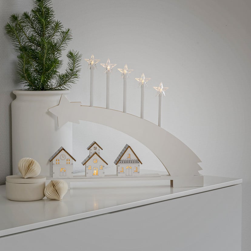 lampenwelt LED-Lichterbogen Komet aus Holz