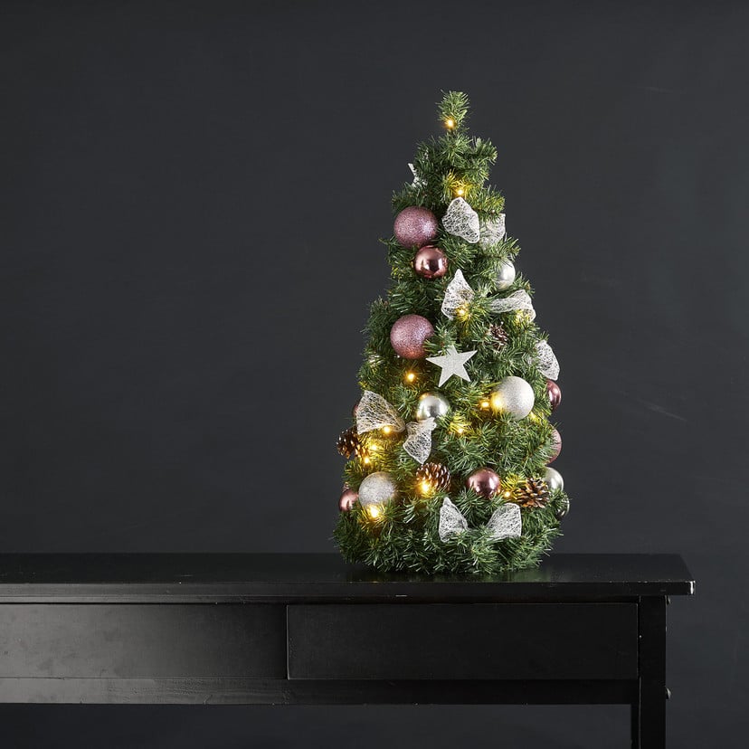 lampenwelt LED-Tannenkegel Noel mit silber-/pinkfarbener Deko Letzte 3 Tage
