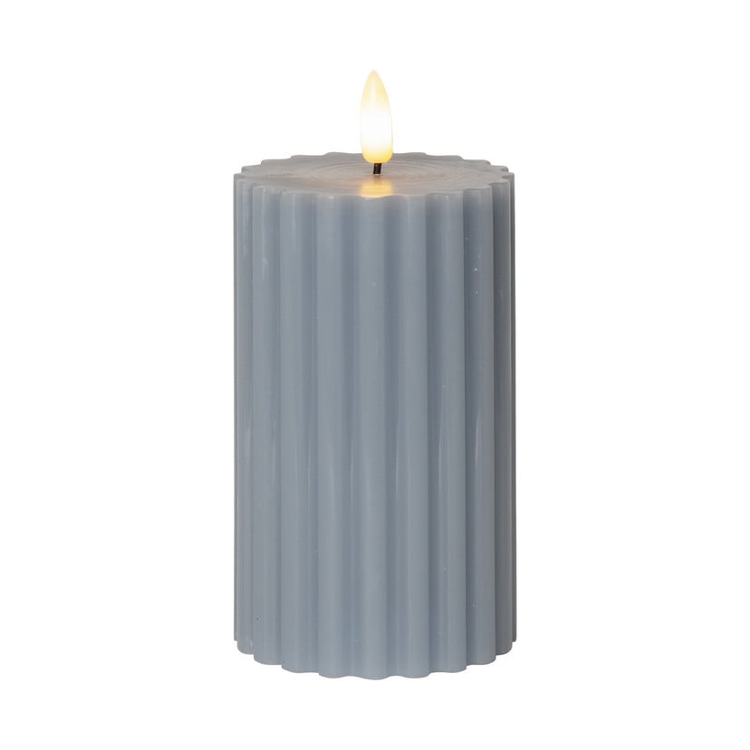 lampenwelt LED-Kerze Flamme Stripe blau 15 cm Echtwachs Batteriebetrieb Rabatte dieses Monats