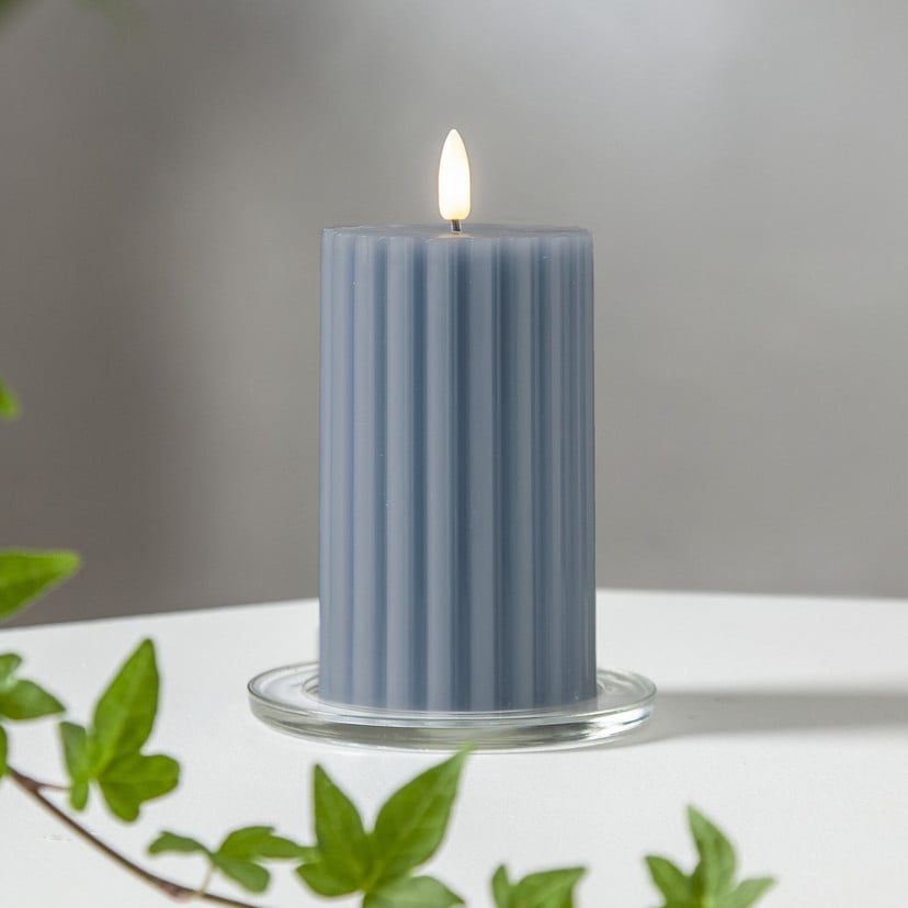 lampenwelt LED-Kerze Flamme Stripe blau 15 cm Echtwachs Batteriebetrieb Rabatte dieses Monats