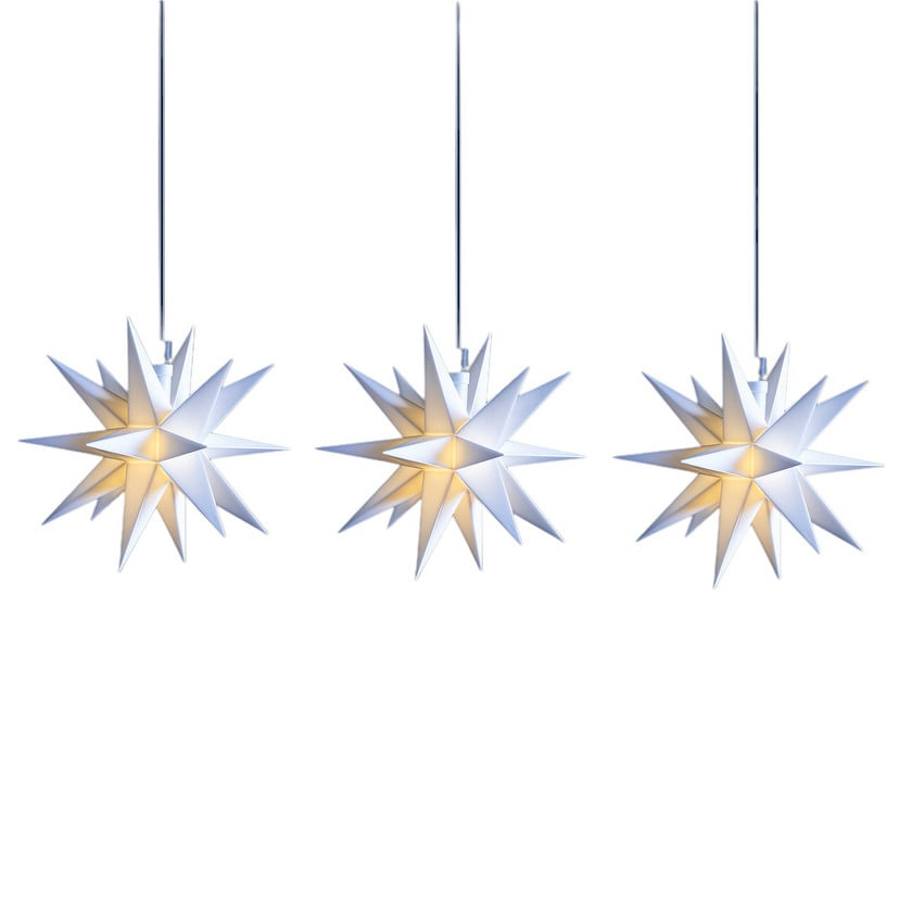 lampenwelt LED-Lichterkette Mini-Sterne außen 3-fl. weiß