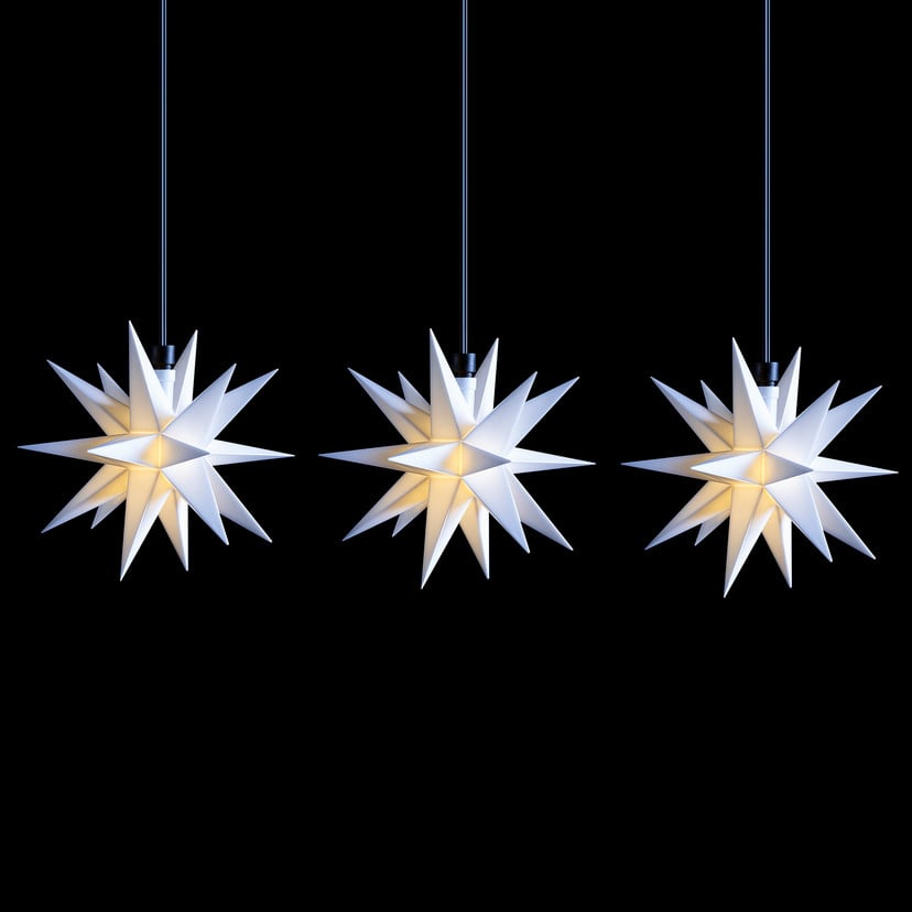 lampenwelt LED-Lichterkette Mini-Sterne außen 3-fl. weiß im Angebot