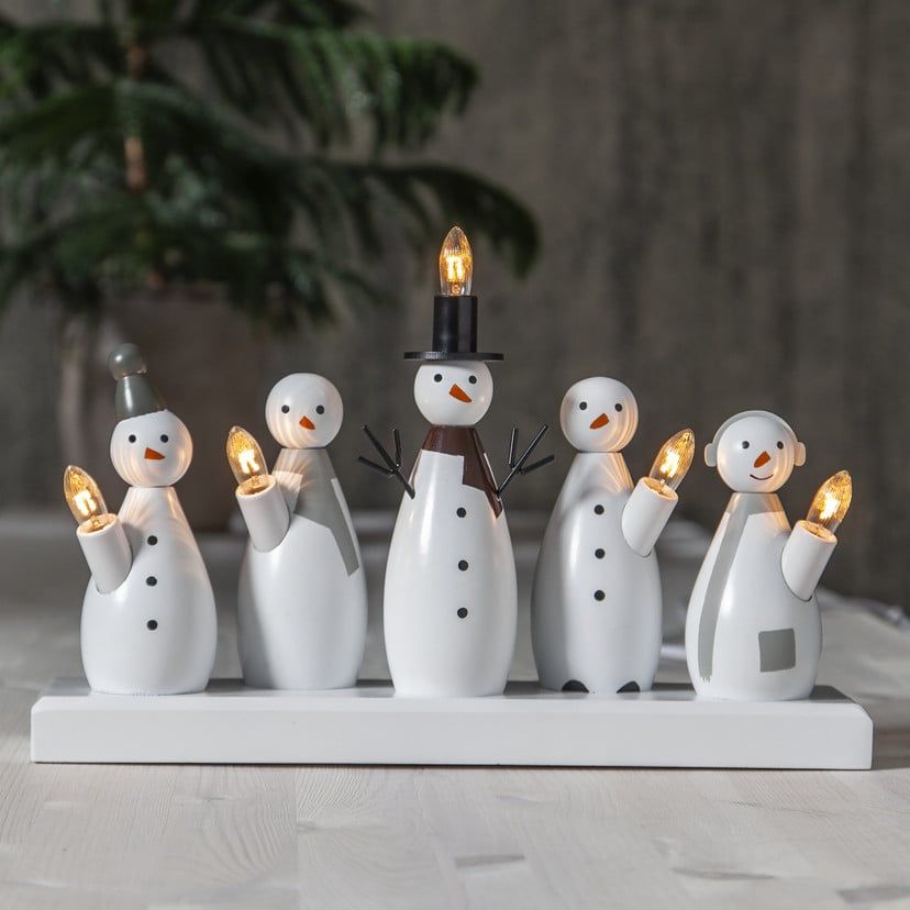 lampenwelt Kerzenleuchter Snowman fünfflammig