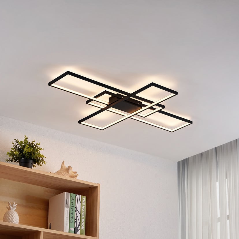 lampenwelt Lindby LED-Deckenleuchte Tetson schwarz Metall dimmbar Preisnachlass