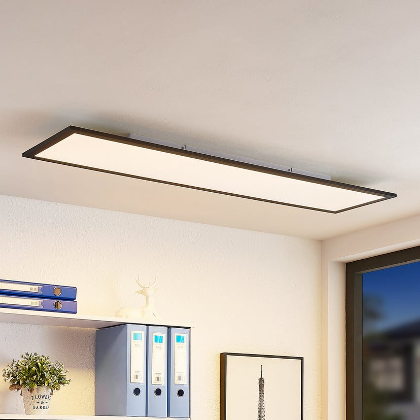lampenwelt Lindby LED-Panel Nelios 120 x 30 cm CCT schwarz Metall