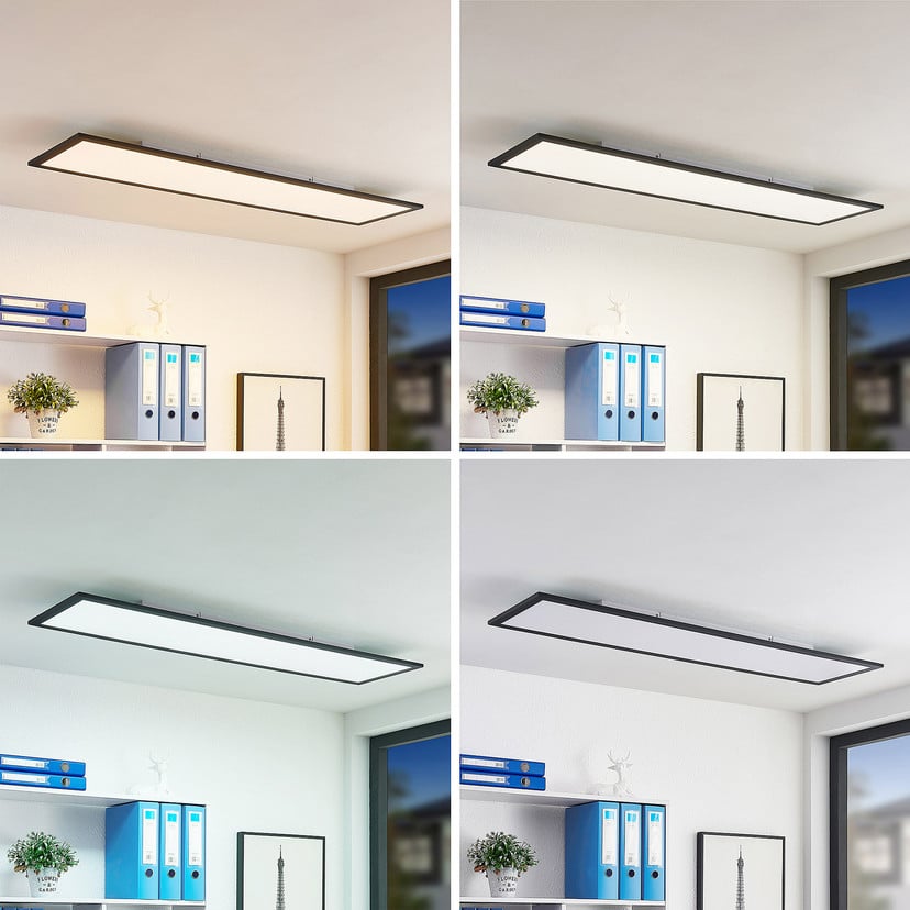 lampenwelt Lindby LED-Panel Nelios 120 x 30 cm CCT schwarz Metall Black Friday
