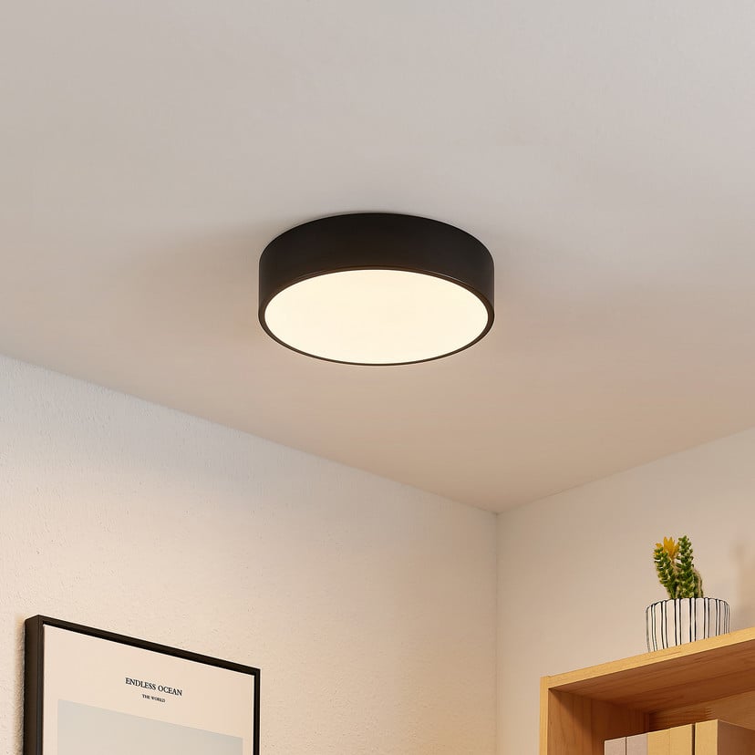 lampenwelt Lindby LED-Deckenleuchte Simera Ø 30 cm schwarz dimmbar Weihnachtsangebot