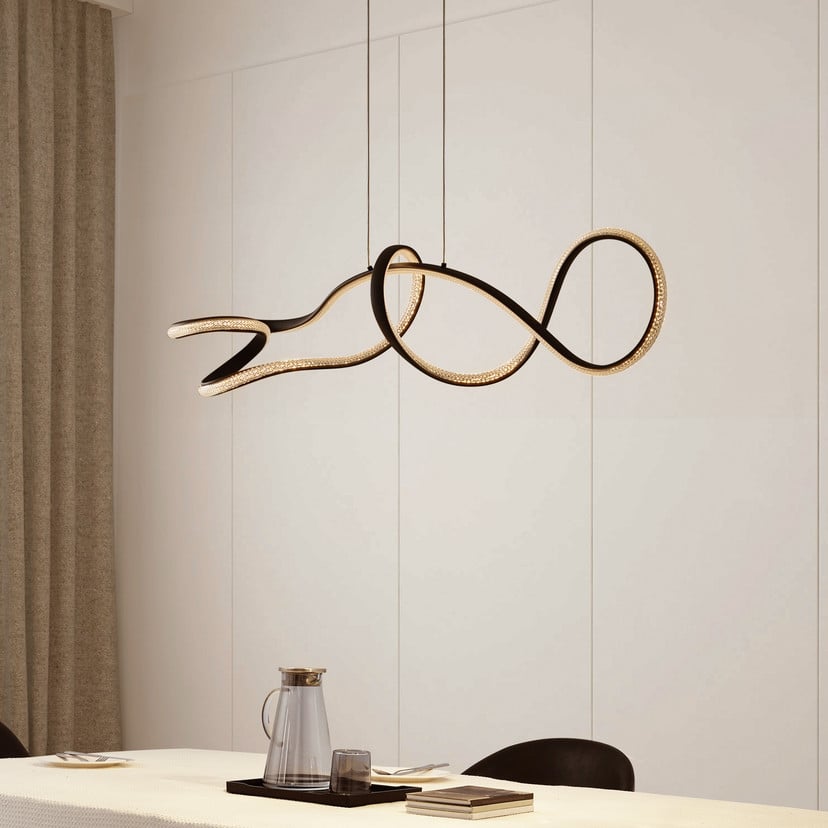 lampenwelt Lucande LED-Hängeleuchte Rodado schwarz 110 cm Aluminium Muttertagsangebot