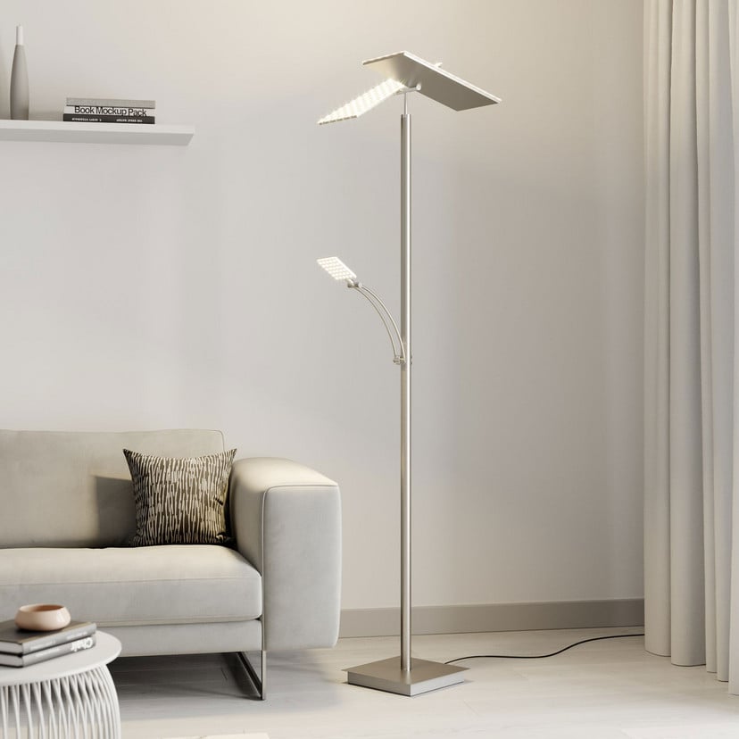 lampenwelt Lucande LED-Stehleuchte Parthena nickel Metall 180 cm Valentinstagsangebot